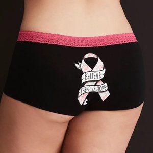 Torrid Breast Cancer Awareness Believe There Is Hope Boyshort Panty, sz 4, NWT